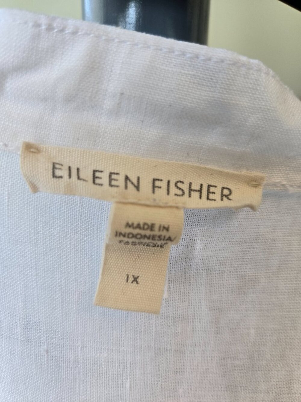 Eileen Fisher Organic Handkerchief Linen Band Collar Shirt - Picture 2 of 5